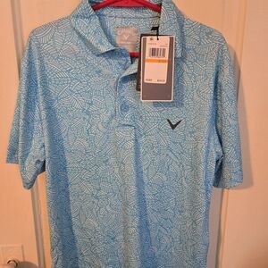 Callaway Men's Leaf‎ Pattern Polo in Light Blue